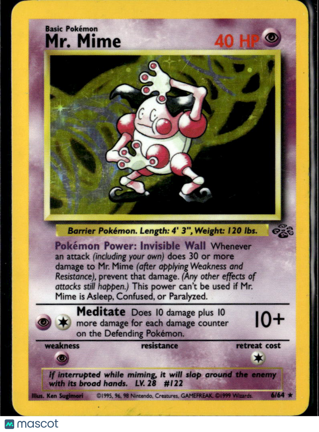 MR. Mime 1999 Jungle Holo Rare #6/64