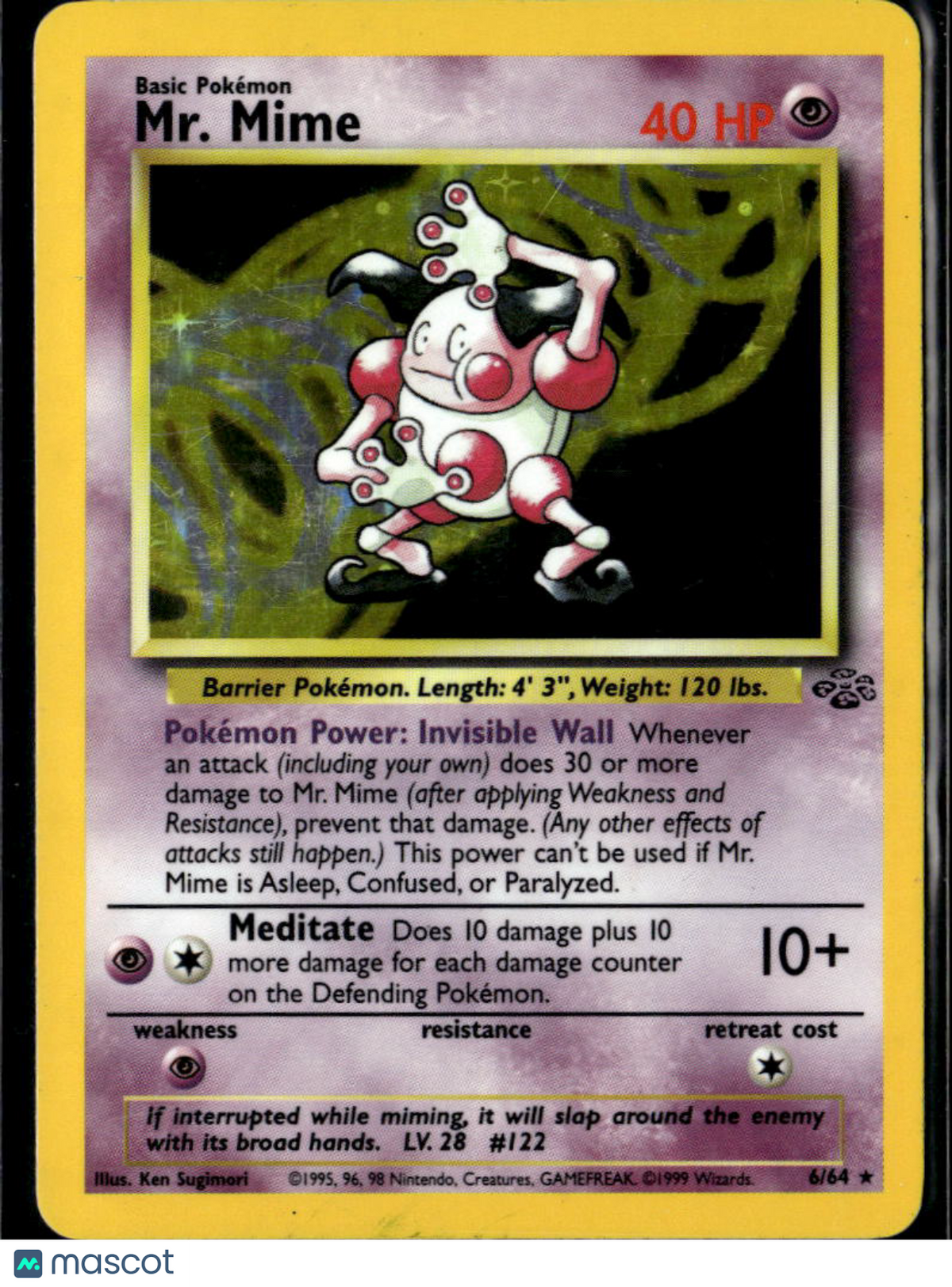 MR. Mime 1999 Jungle Holo Rare #6/64
