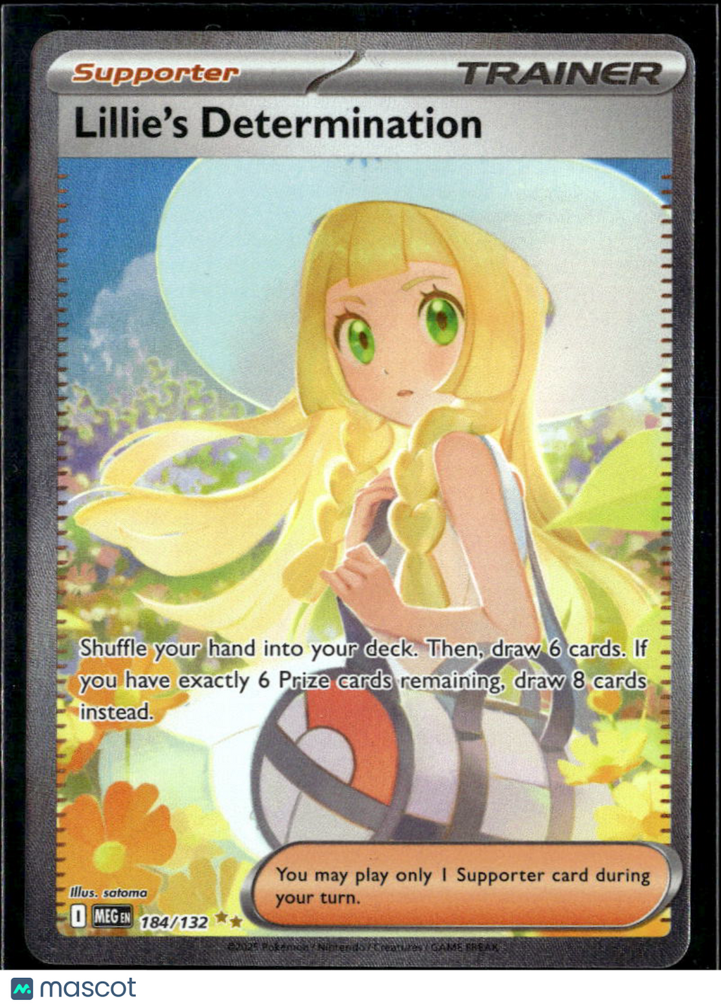 Lillie's Determination 2025 Mega Evolution Holo Secret Rare FA SAR #184/132