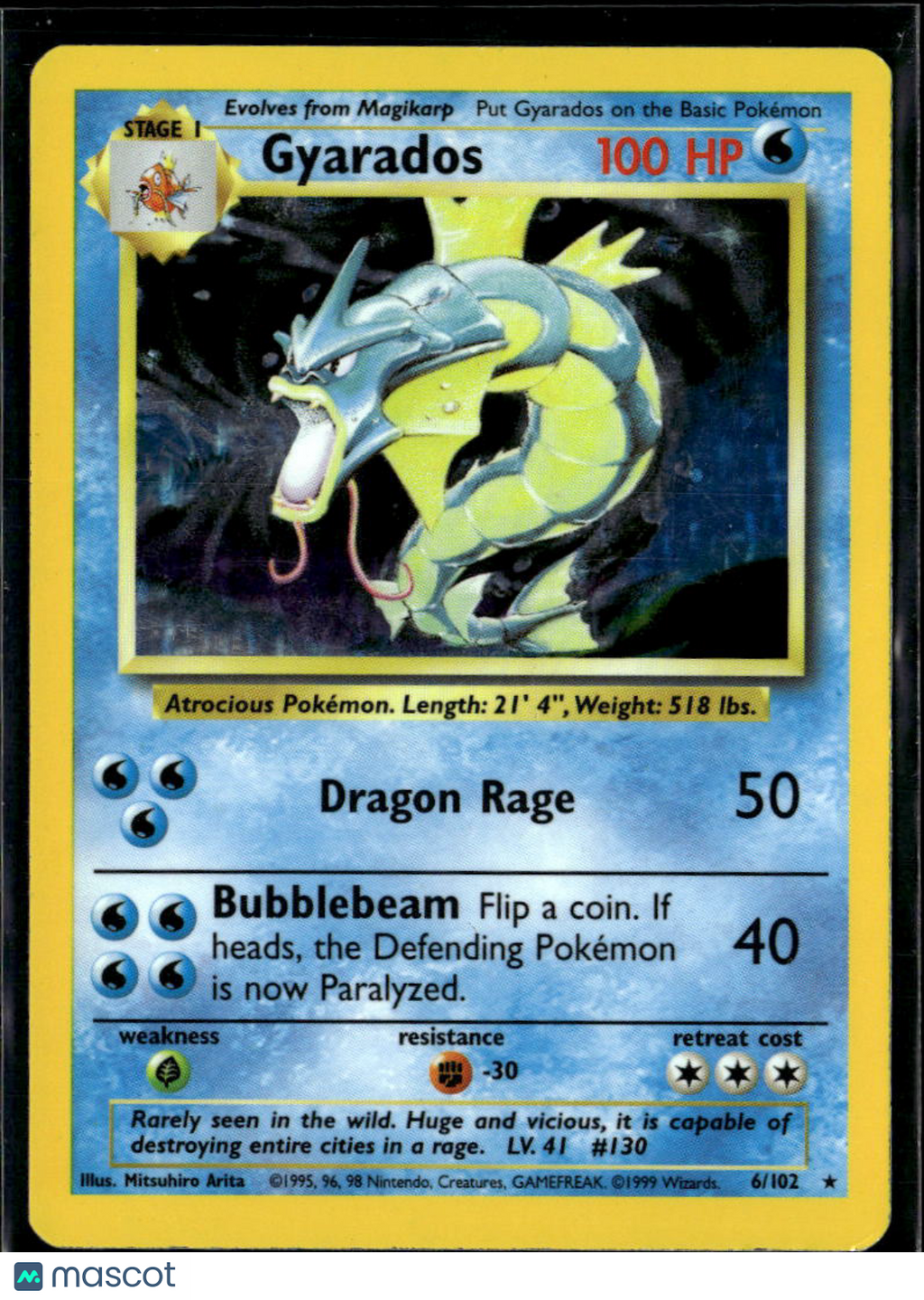Gyarados 1999 Base Set Holo Rare #6/102