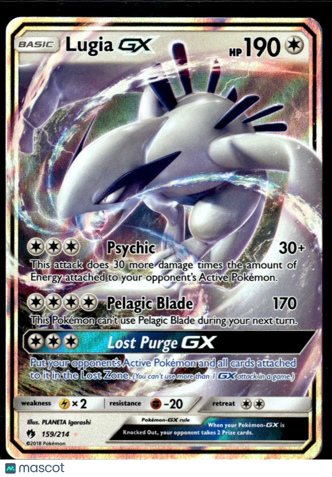 Lugia GX 2018 Lost Thunder Holo Ultra Rare #159/214