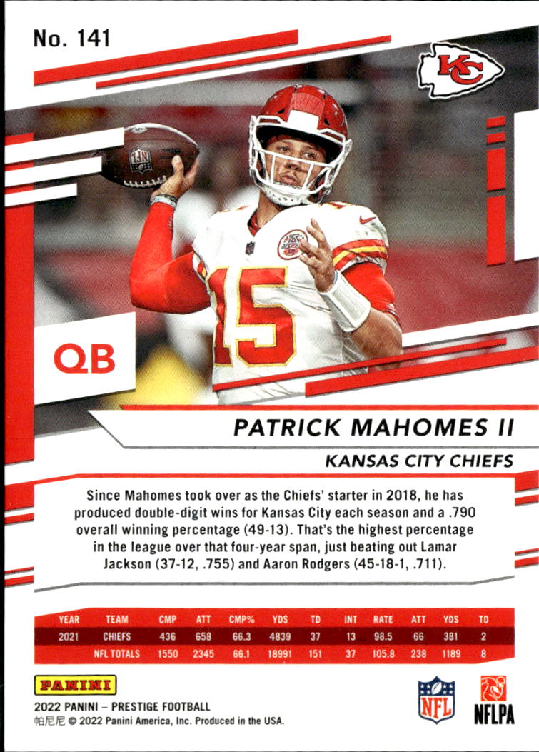 Patrick Mahomes II 2022 Prestige Red Xtra Points 68/449 Kansas City Chiefs