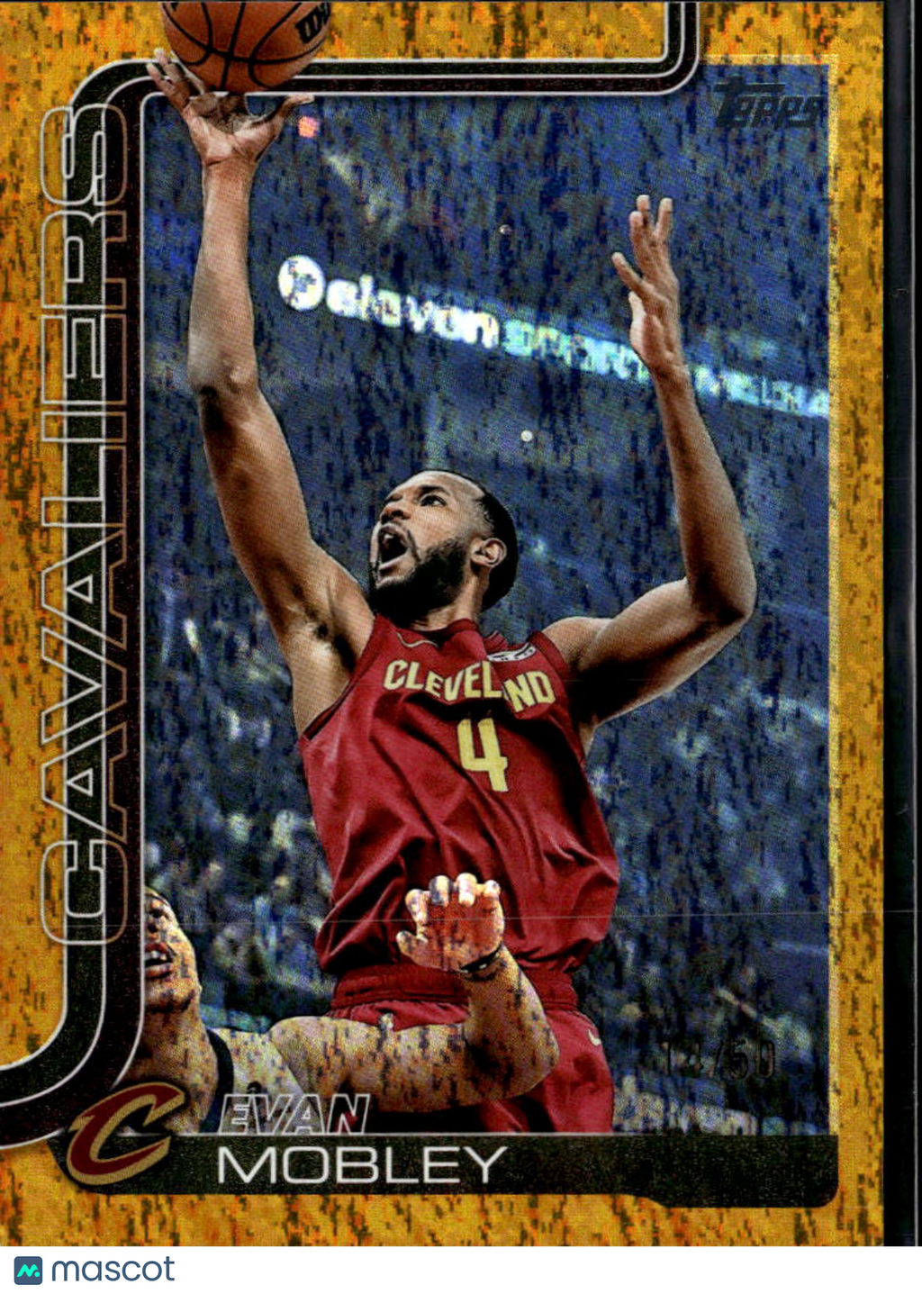 Evan Mobley 2025 Topps Flagship GOLD Glitter 14/50 #82 Cleveland Cavaliers