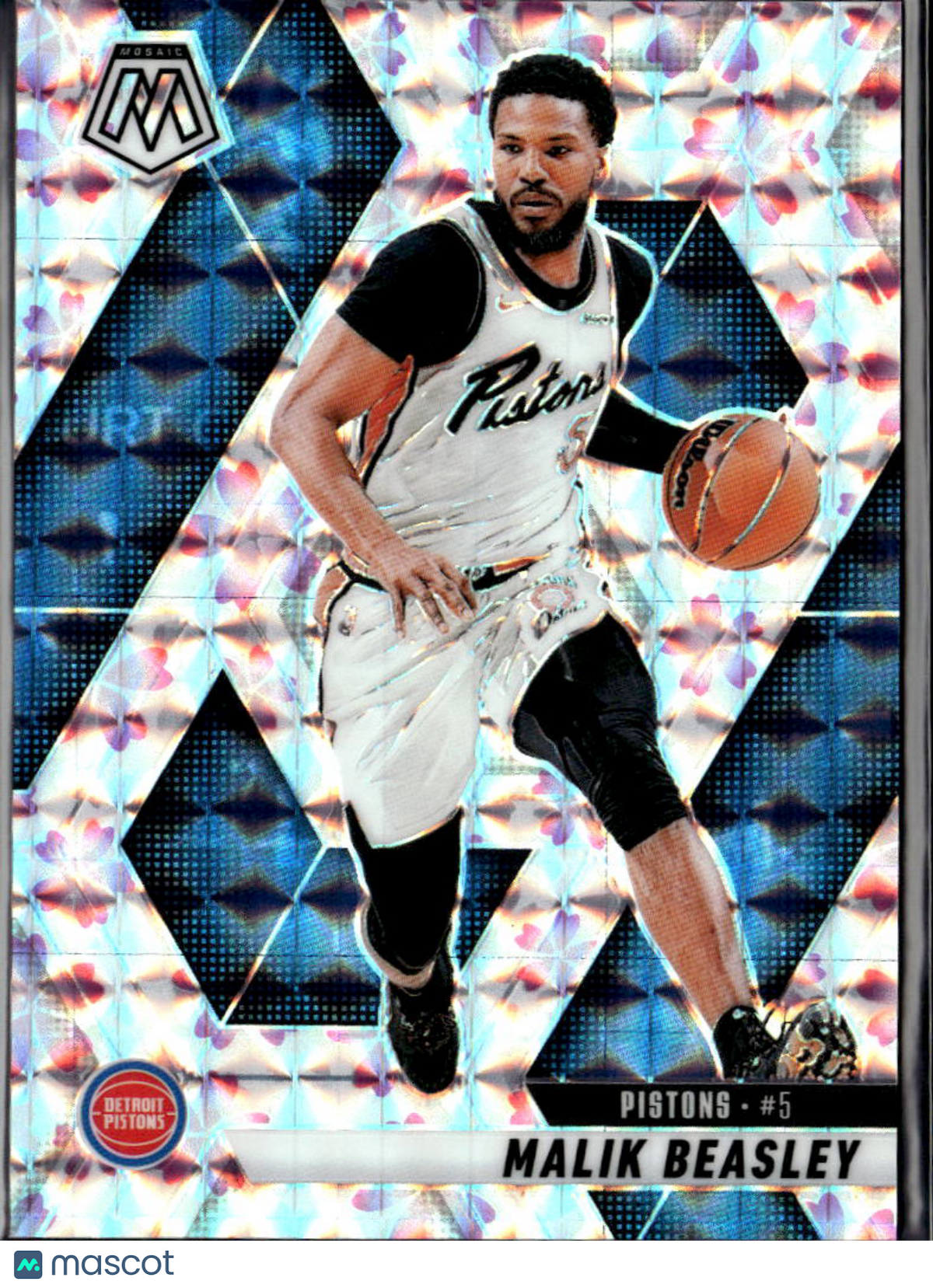 Malik Beasley 2024-25 Mosaic Cherry Blossom Prizm SSP 9/20 Detroit Pistons
