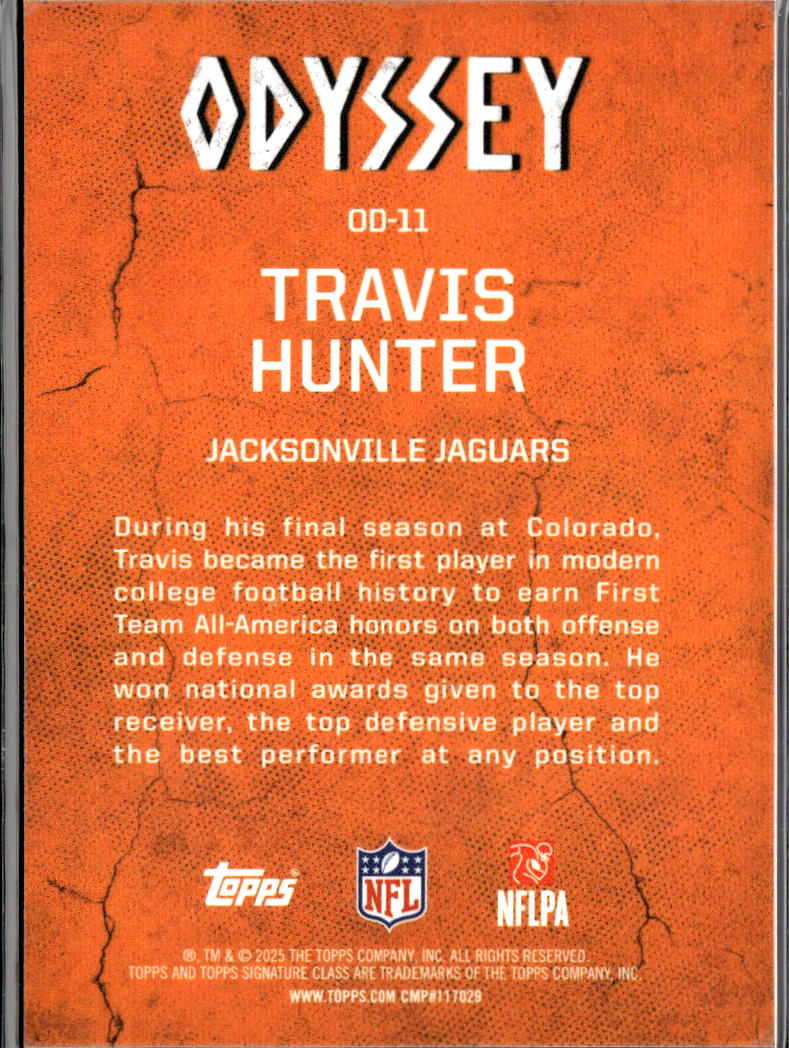 Travis Hunter 2025 Topps Odyssey RC Jacksonville Jaguars