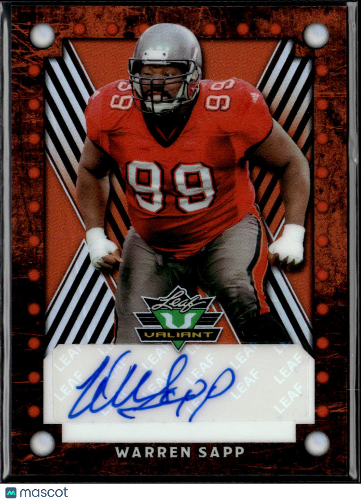 Warren Sapp 2025 Leaf Valiant Auto Autograph RED 1/1 Tampa Bay Buccaneers