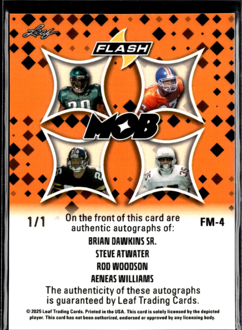 Rod Woodson Steve Atwater Brian Dawkins 2025 Leaf Triple Auto Autograph 1/1
