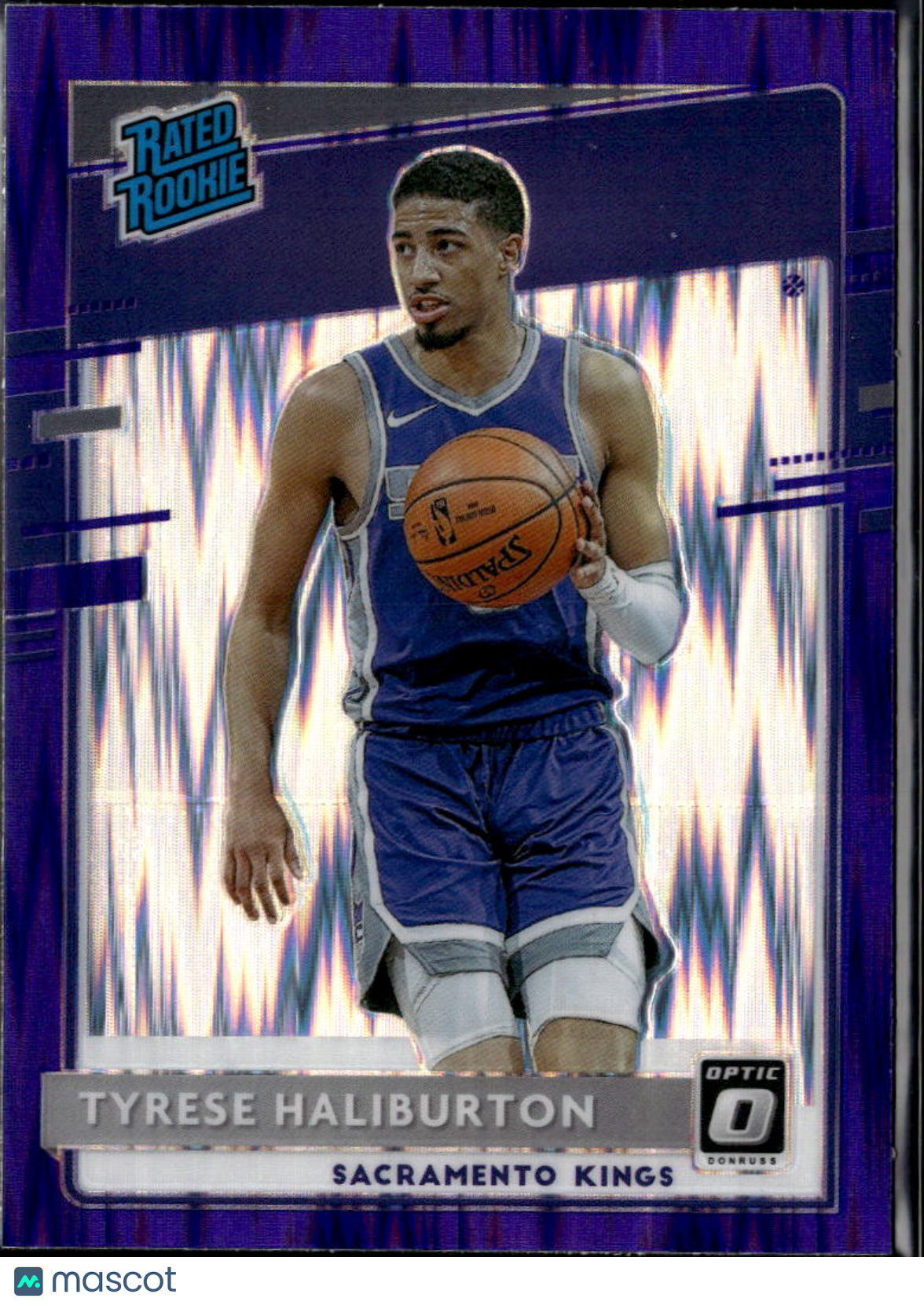 Tyrese Haliburton 2020-21 Optic Purple Shock Prizm Rated Rookie RC Kings