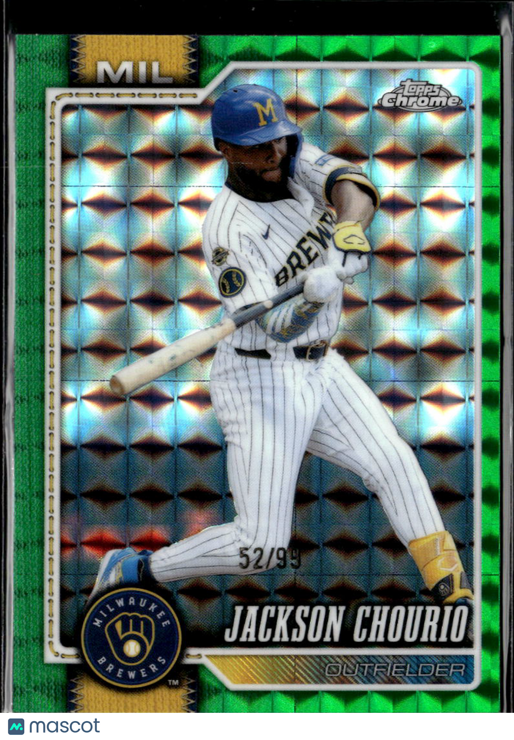 Jackson Chourio 2026 Topps Chrome Green Geometric 52/99 Milwaukee Brewers