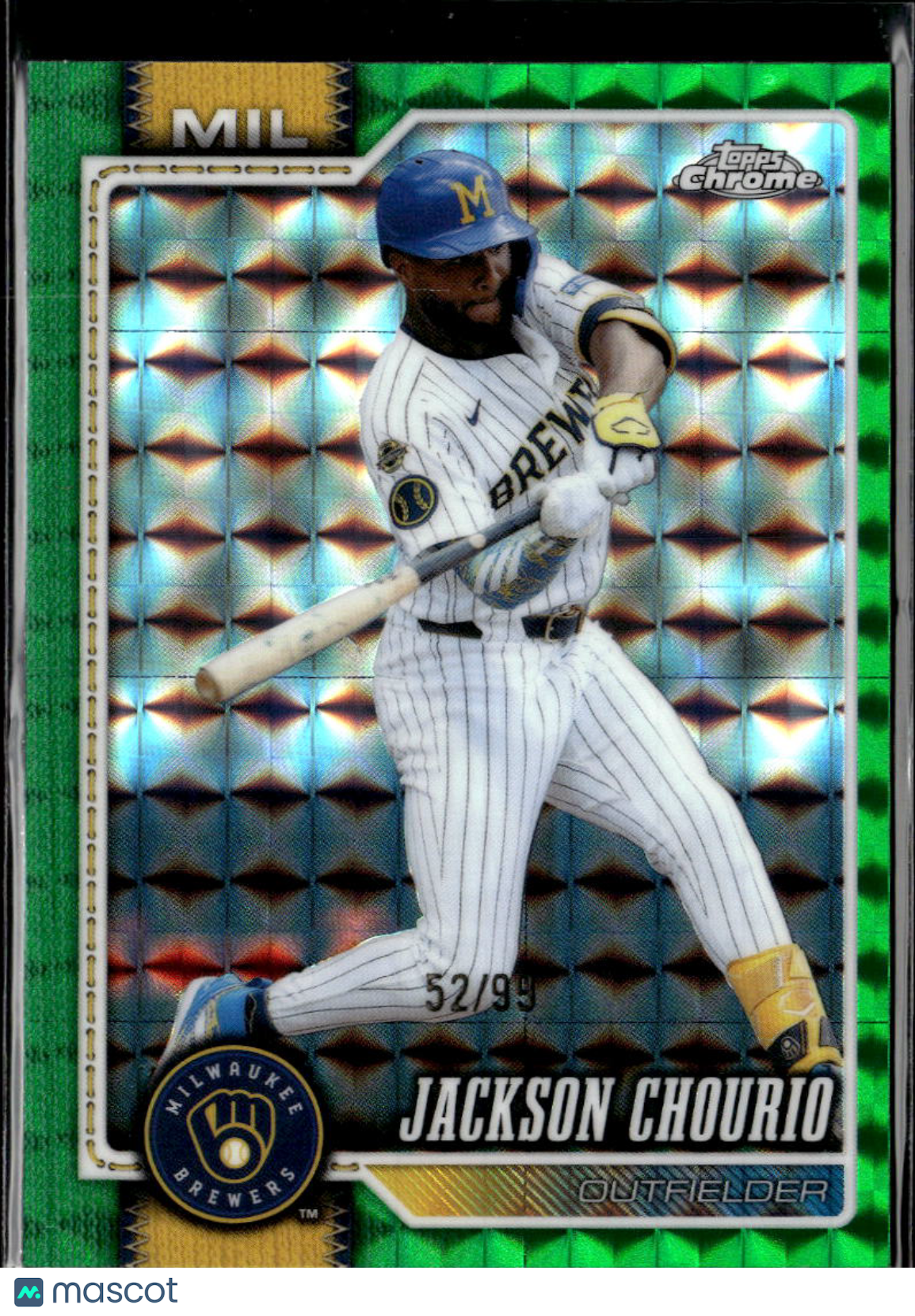 Jackson Chourio 2026 Topps Chrome Green Geometric 52/99 Milwaukee Brewers