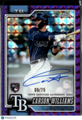 Carson Williams 2026 Topps Chrome Auto Autograph RC 6/75 Tampa Bay Rays