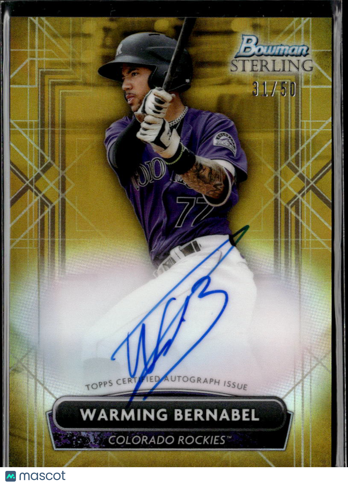 Warming Bernabel 2022 Bowman Sterling Auto Autograph GOLD 31/50 Colorado Rockies