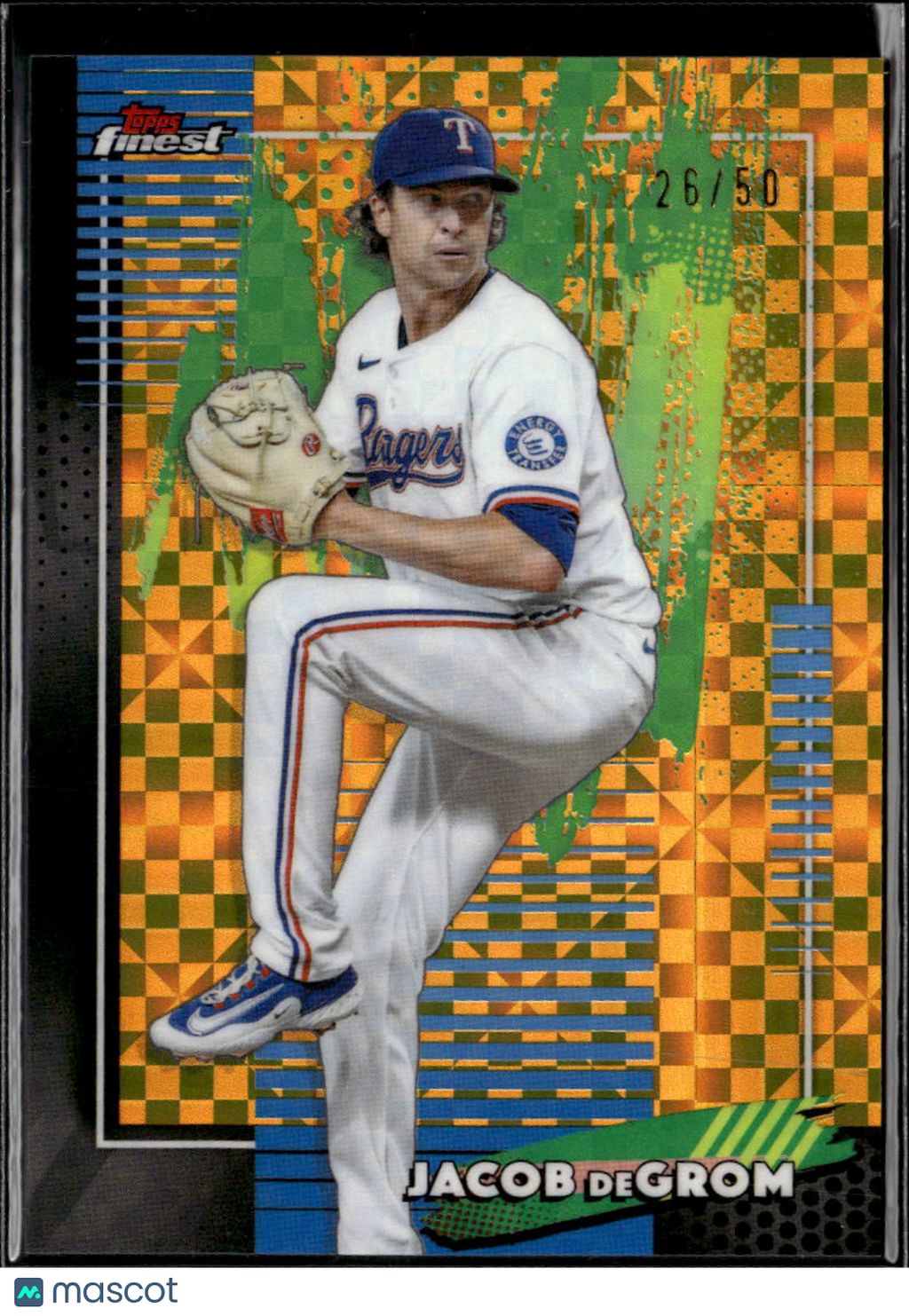 Jacob deGrom 2026 Topps Finest GOLD Refractor 26/50 Texas Rangers