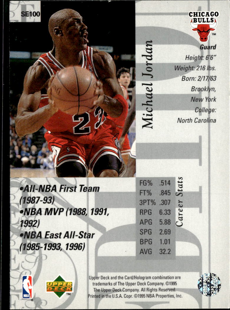 Michael Jordan 1995 Upper Deck Special Edition #SE100 Chicago Bulls