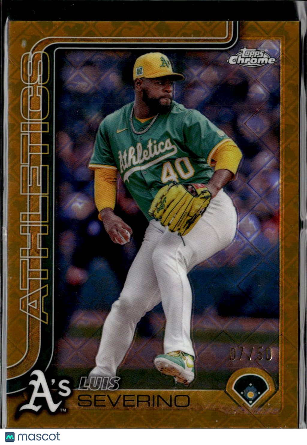 Luis Severino 2025 Topps Chrome GOLD Logofractor 7/50 Oakland Athletics