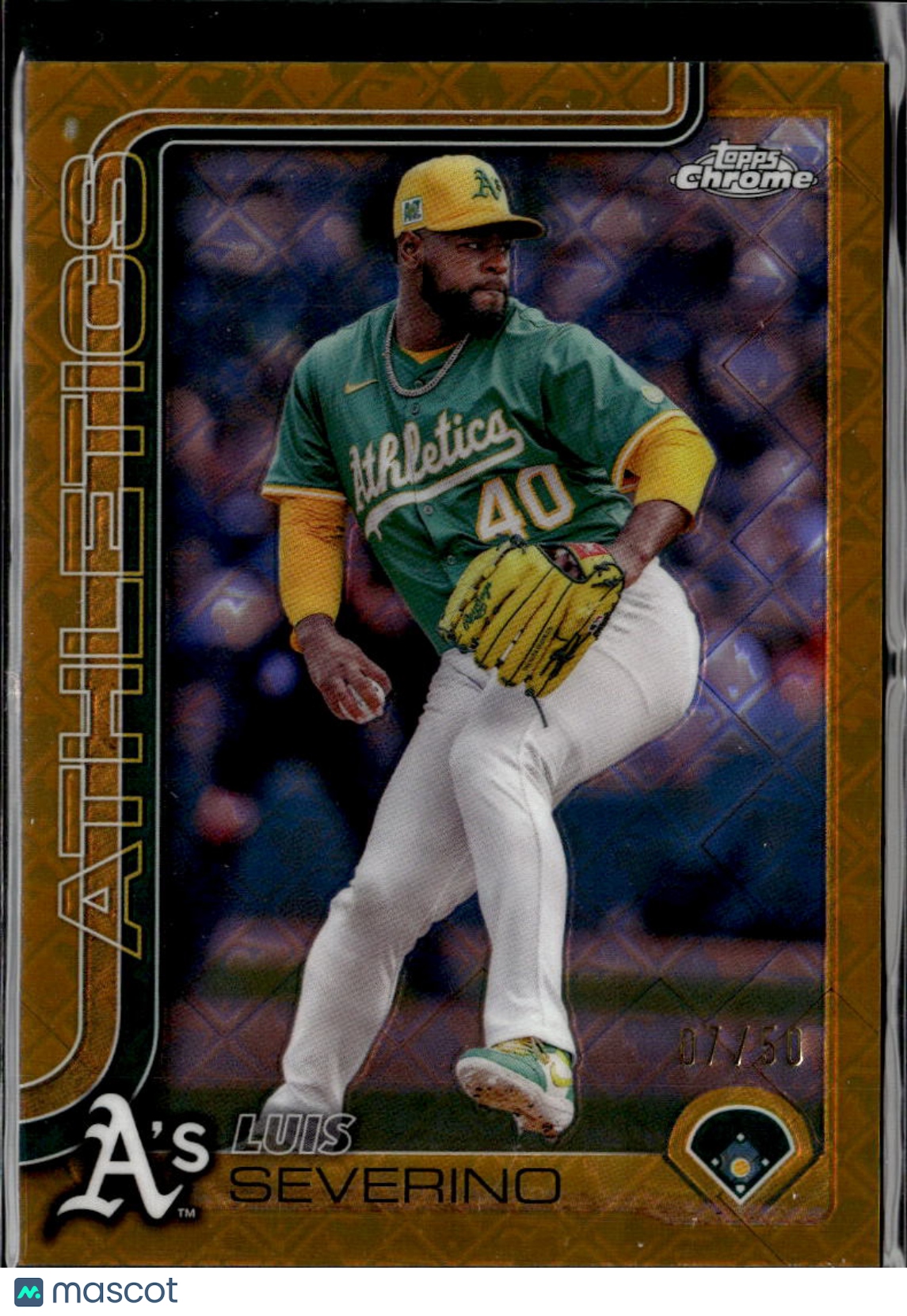 Luis Severino 2025 Topps Chrome GOLD Logofractor 7/50 Oakland Athletics
