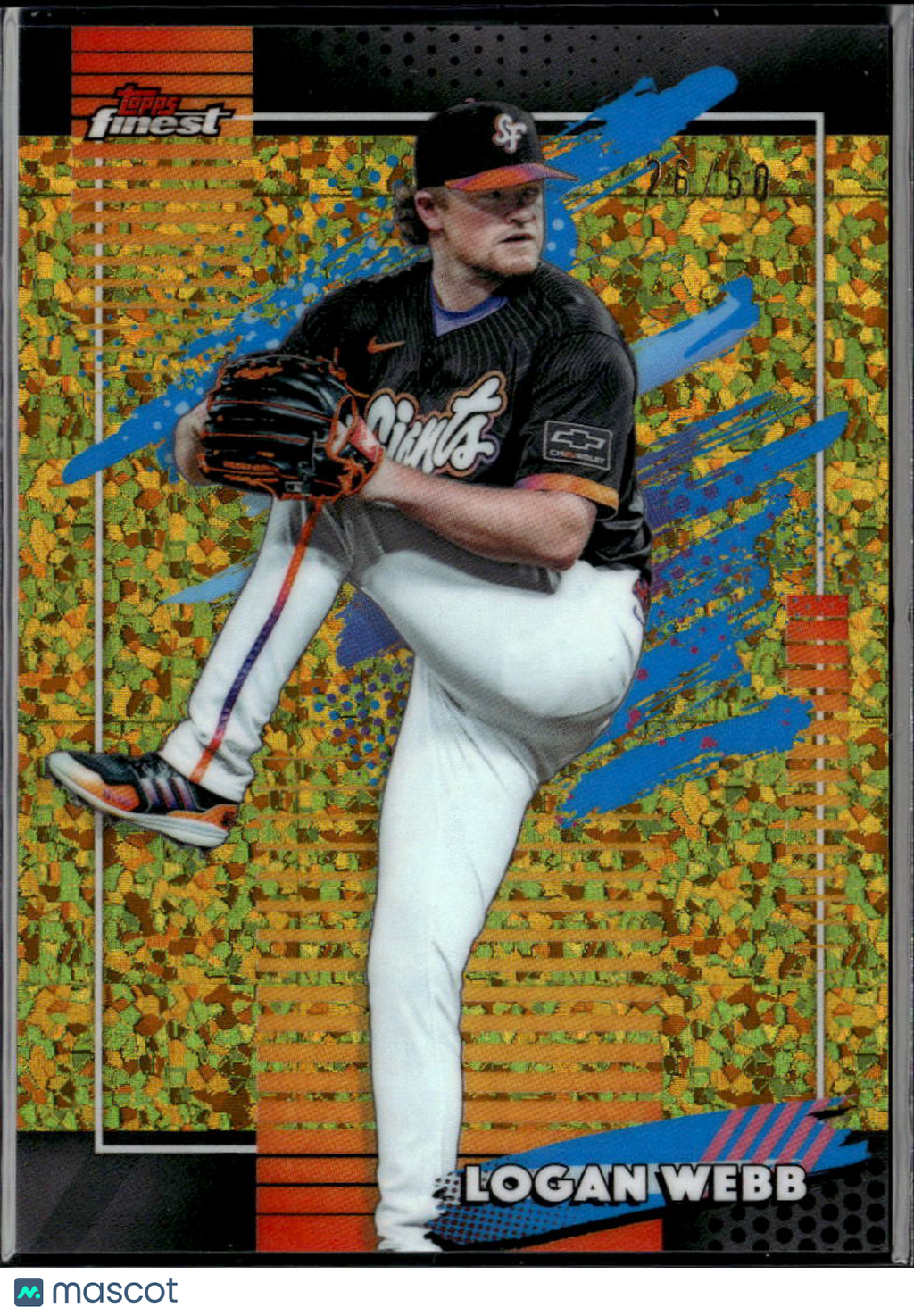 Logan Webb 2026 Topps Finest GOLD Mini-Diamond Refractor 26/50 Giants