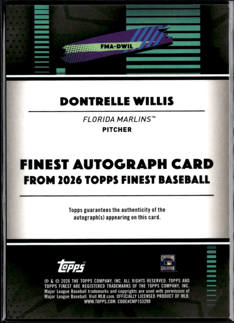 Dontrelle Willis 2026 Topps Finest Auto Autograph Mini Diamond Florida Marlins