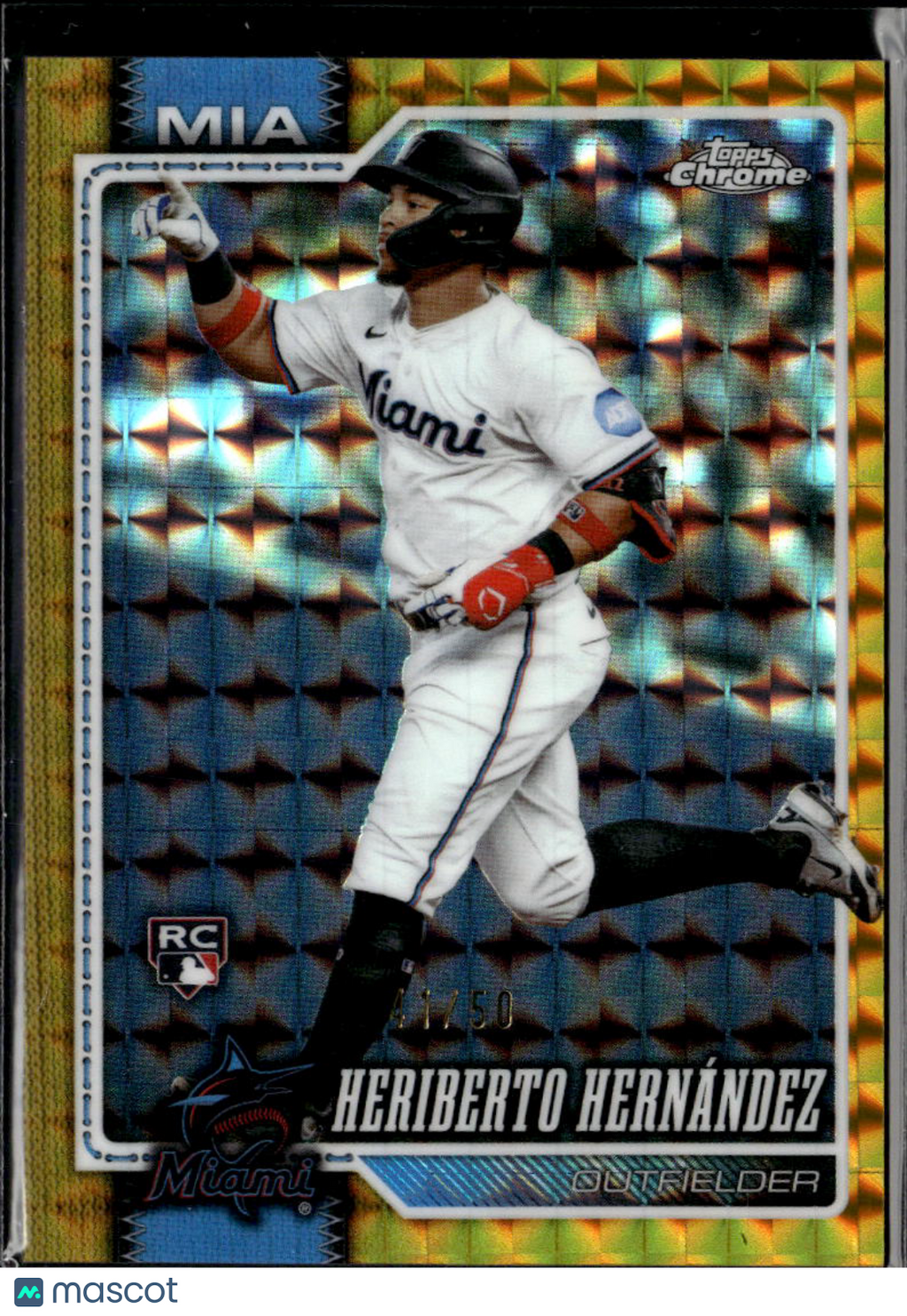 Heriberto Hernandez 2026 Topps Chrome GOLD Geometric RC 41/50 Miami Marlins