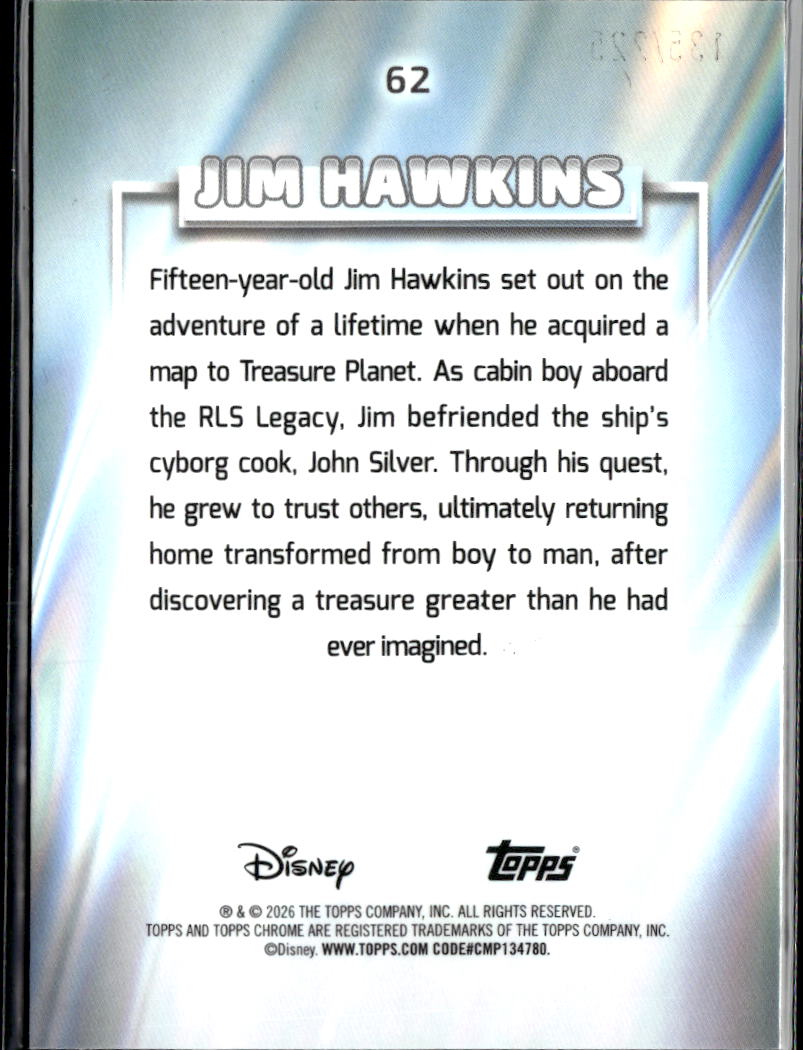 Jim Hawkins 2026 Topps Chrome Disney Green Refractor 94/225 #62