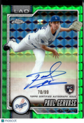 Paul Gervase 2026 Topps Chrome Auto Autograph Green RC 70/99 Los Angeles Dodgers
