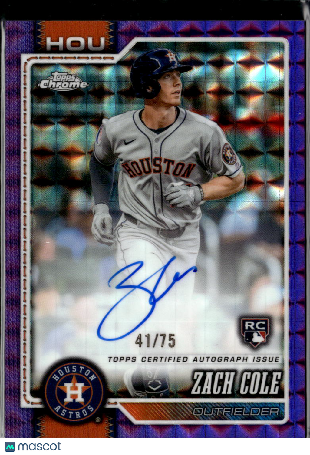 Zach Cole 2026 Topps Chrome Auto Autograph RC Purple 41/75 Houston Astros