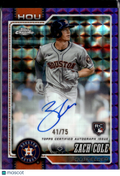 Zach Cole 2026 Topps Chrome Auto Autograph RC Purple 41/75 Houston Astros