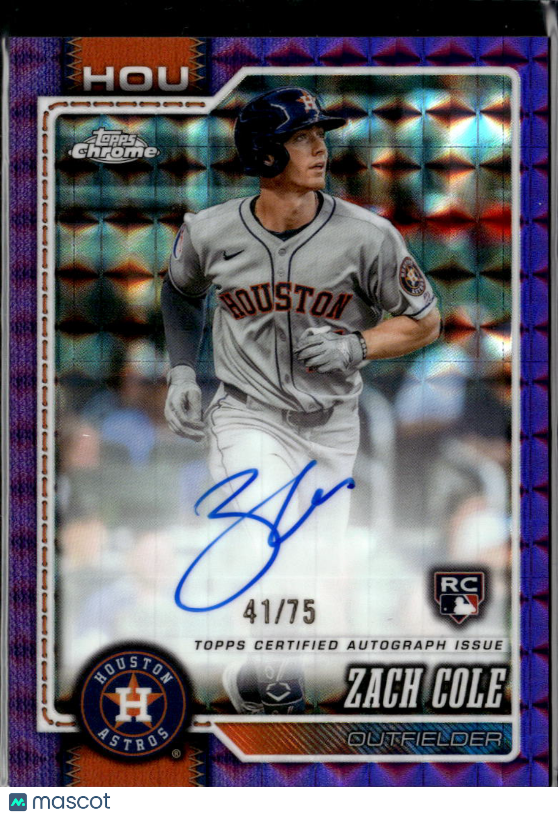 Zach Cole 2026 Topps Chrome Auto Autograph RC Purple 41/75 Houston Astros