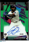 Justin Dean 2026 Topps Finest RC Auto Autograph Green 25/99 Los Angeles Dodgers