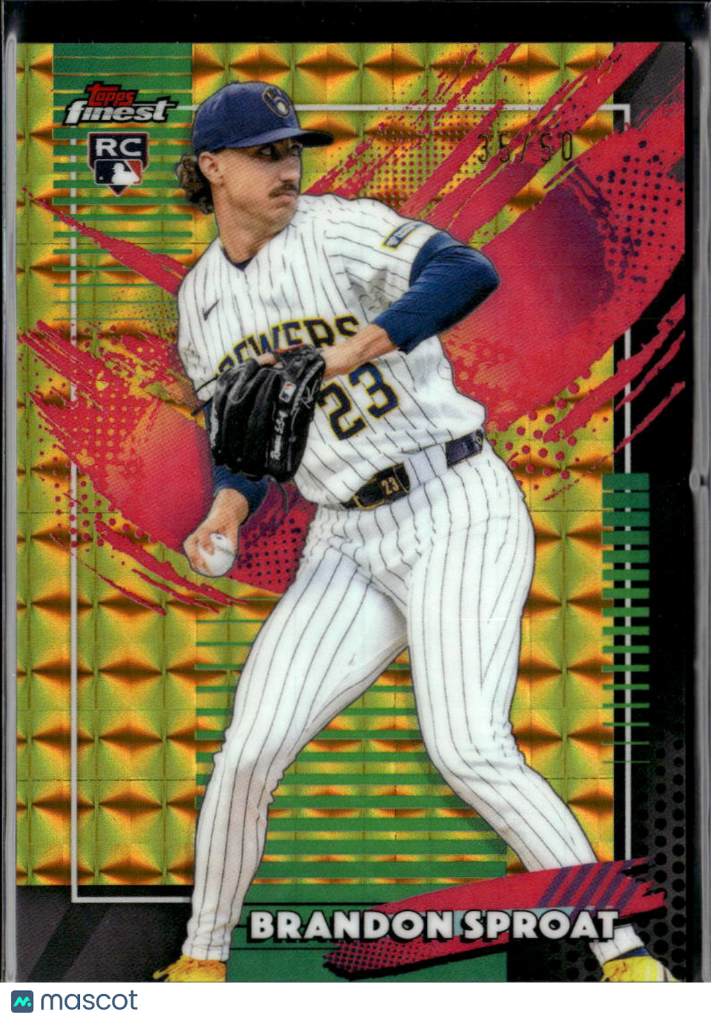 Brandon Sproat 2026 Topps Finest GOLD Refractor RARE RC 35/50 Milwaukee Brewers