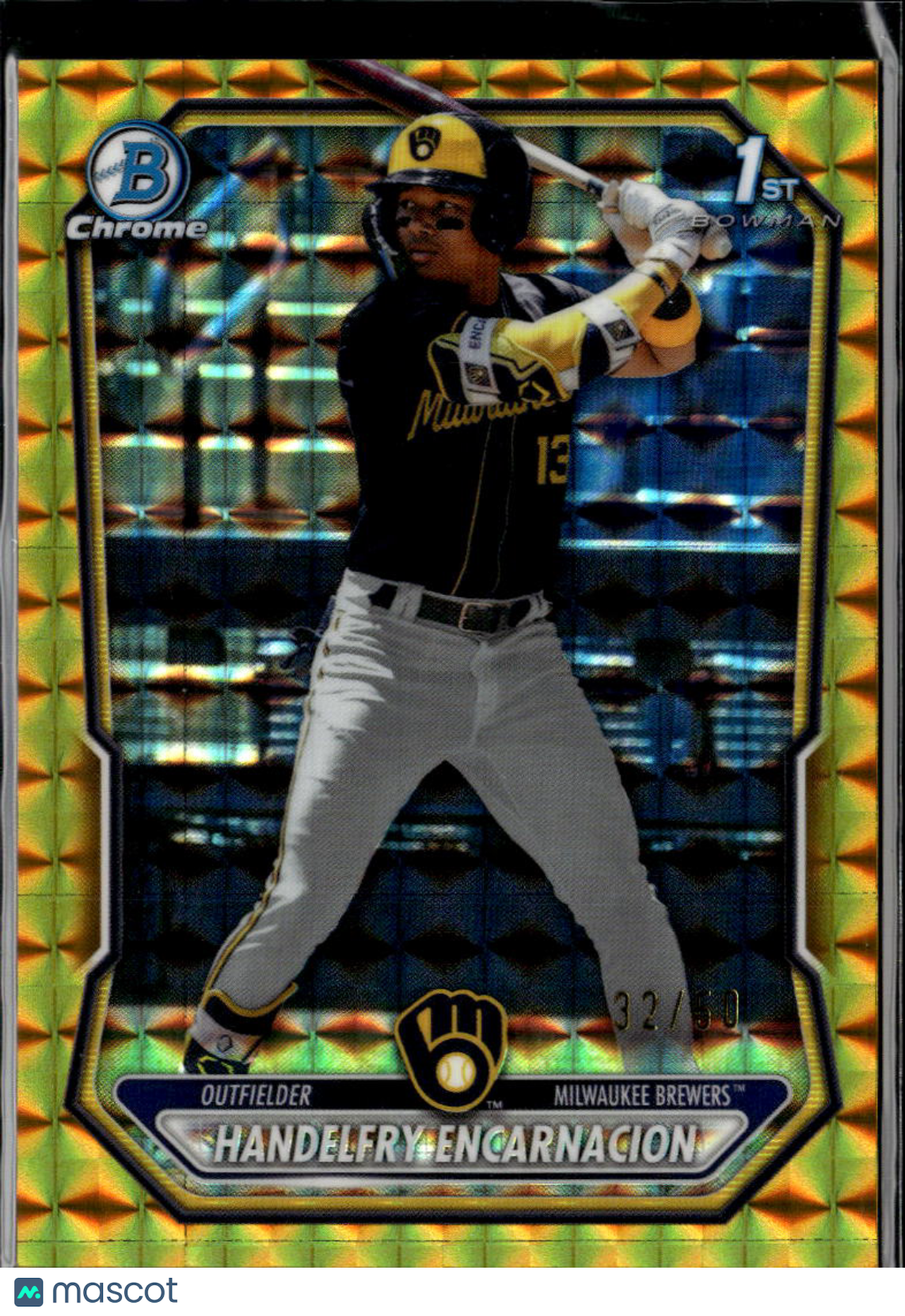 Handelfry Encarnacion 2026 Bowman Chrome 1st GOLD RC 32/50 Milwaukee Brewers