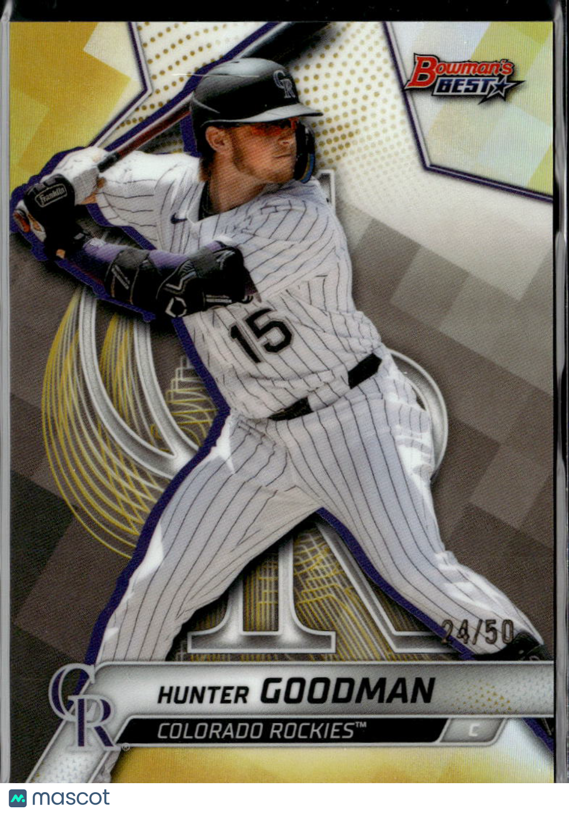 Hunter Goodman 2025 Bowman's Best GOLD Refractor 24/50 Colorado Rockies