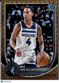 Rob Dillingham 2025 Bowman Chrome Gold Steel Metal 78/100 Minnesota Timberwolves