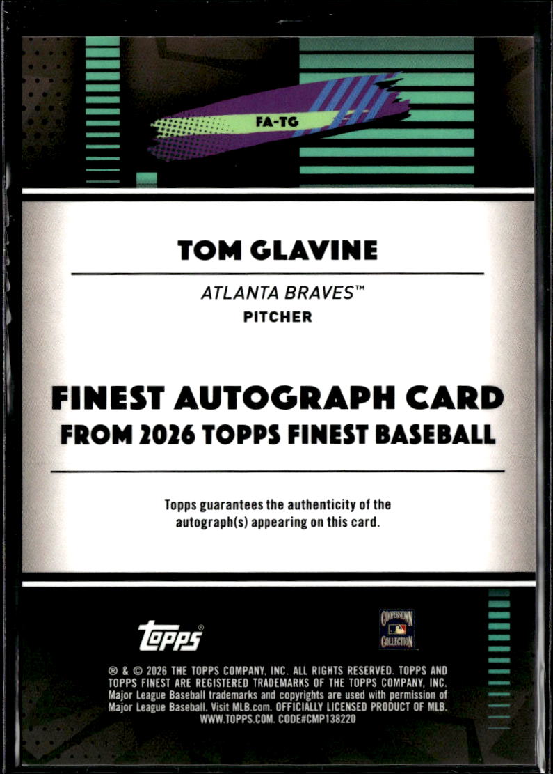 Tom Glavine 2026 Topps Finest Auto Autograph Atlanta Braves