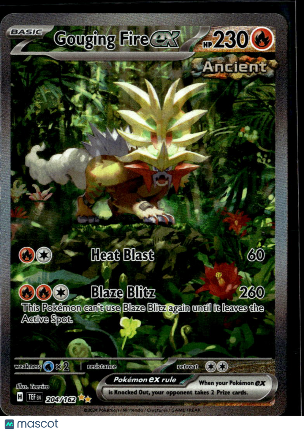 Gouging Fire EX 2024 Temporal Forces Holo Secret Rare SAR #204/162