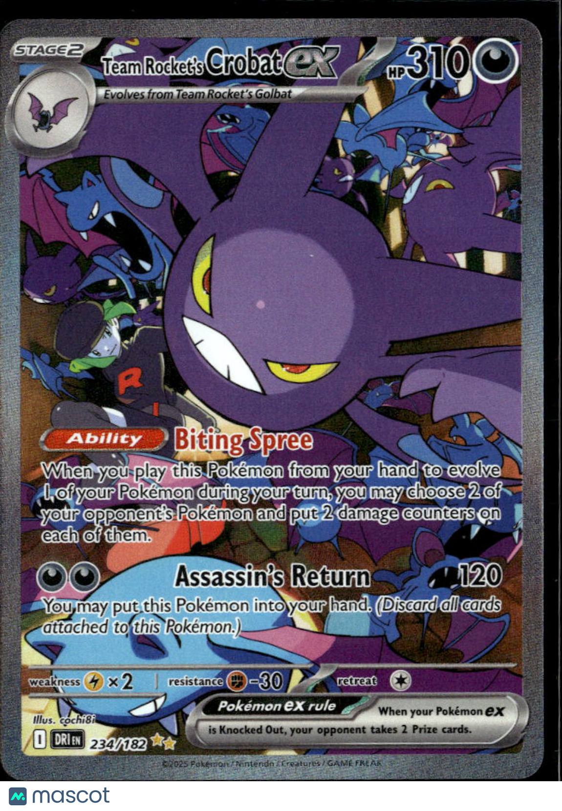 Team Rocket's Crobat EX 2025 Destined Rivals Holo Secret Rare SAR #234/182