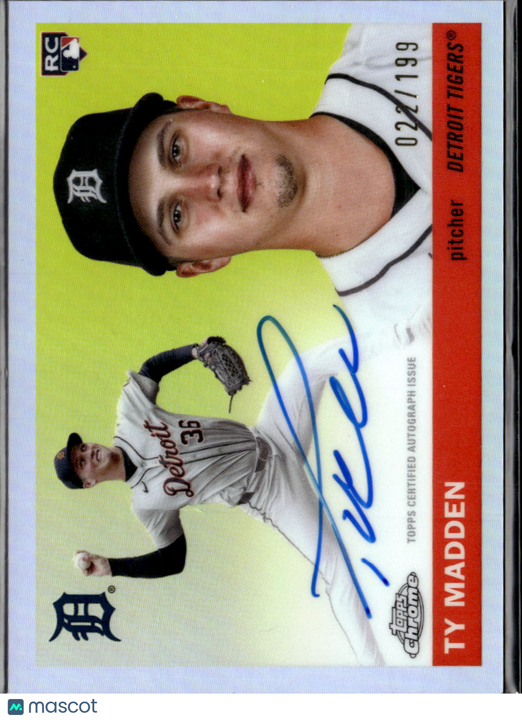 Ty Madden 2025 Topps Chrome Platinum Auto Autograph RC /199 Detroit Tigers