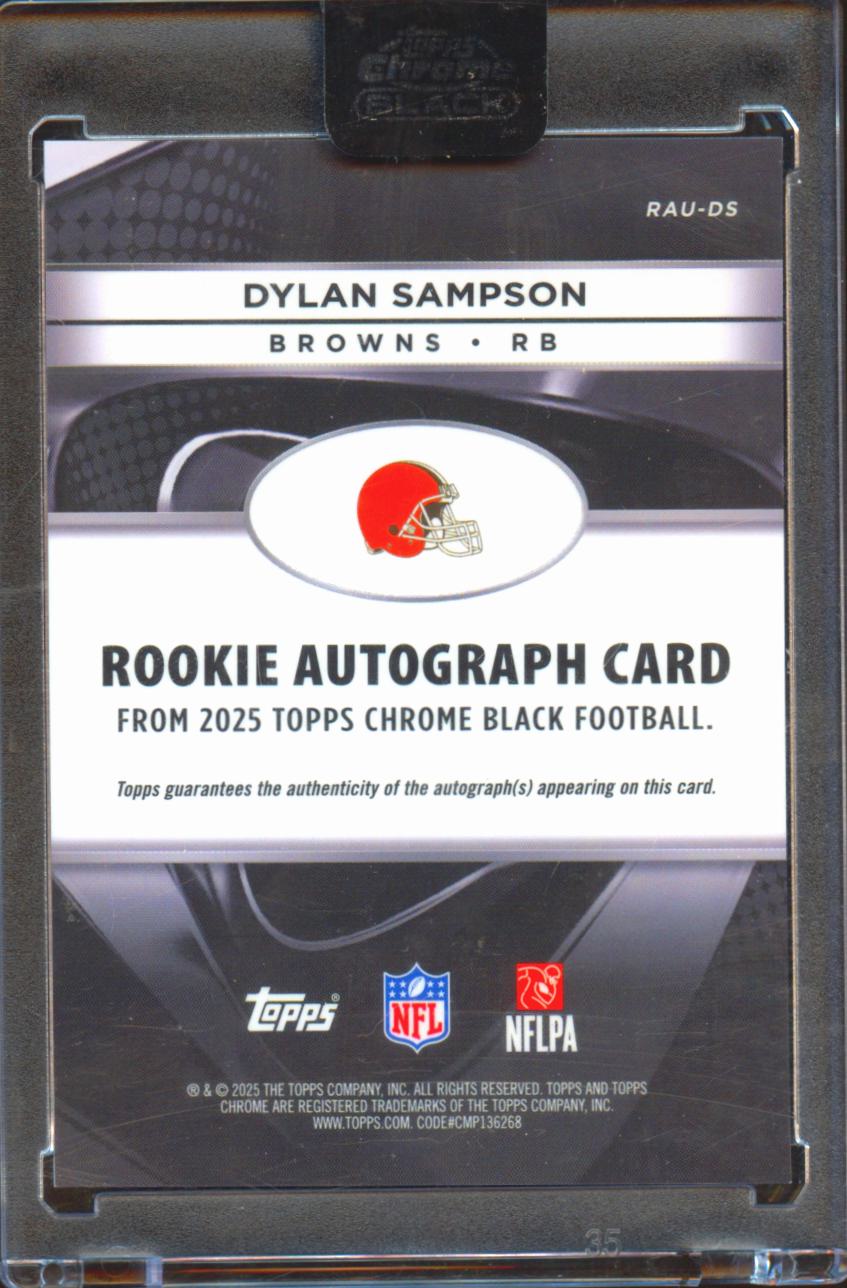 Dylan Sampson 2025 Topps Chrome Black Auto Autograph RC 102/150 Cleveland Browns
