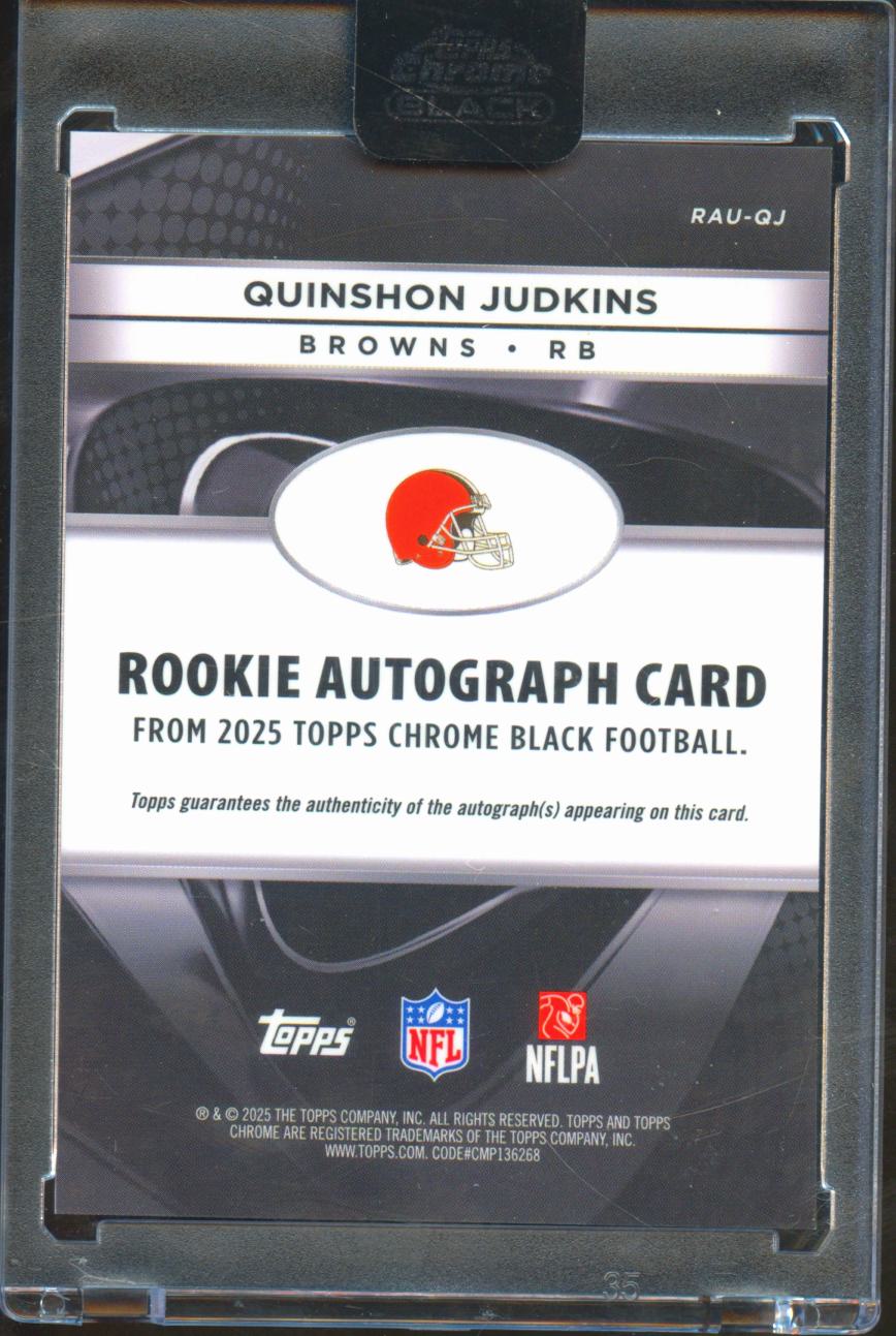Quinshon Judkins 2025 Topps Chrome Black Auto Autograph RC Cleveland Browns