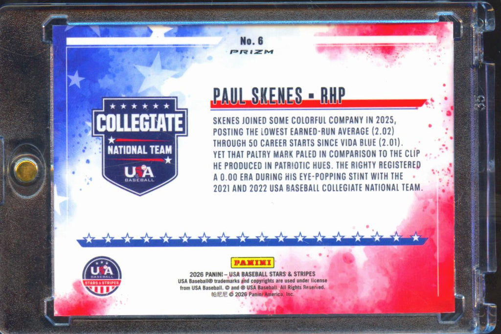 Paul Skenes 2026 USA Baseball Stars & Stripes Color Blast CASE HIT Pirates