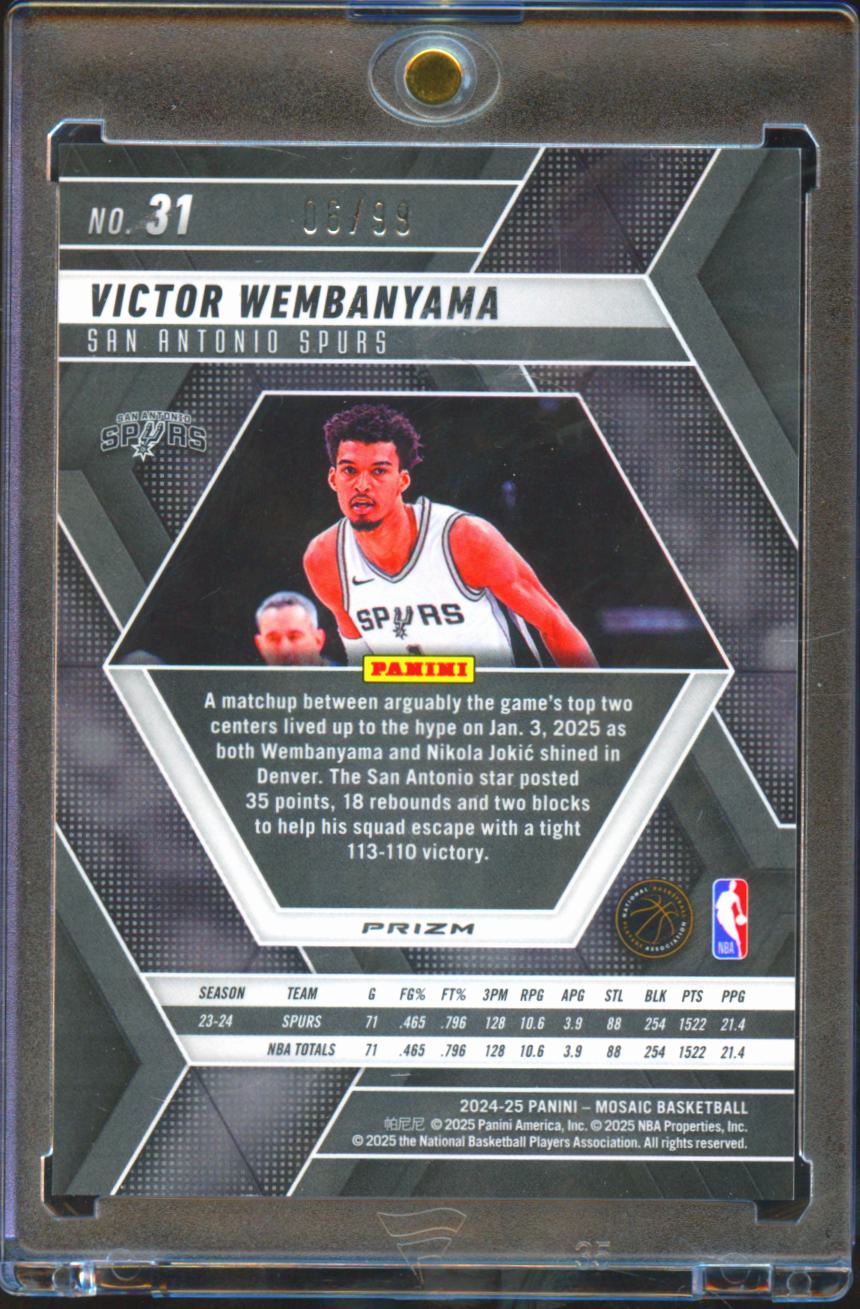 Victor Wembanyama 2024-25 Mosaic Red Disco Prizm 6/99 San Antonio Spurs