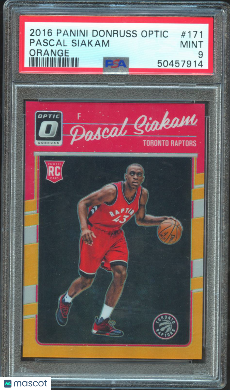 Pascal Siakam 2016-17 Optic Orange Rookie RC Toronto Raptors 193/199 PSA 9