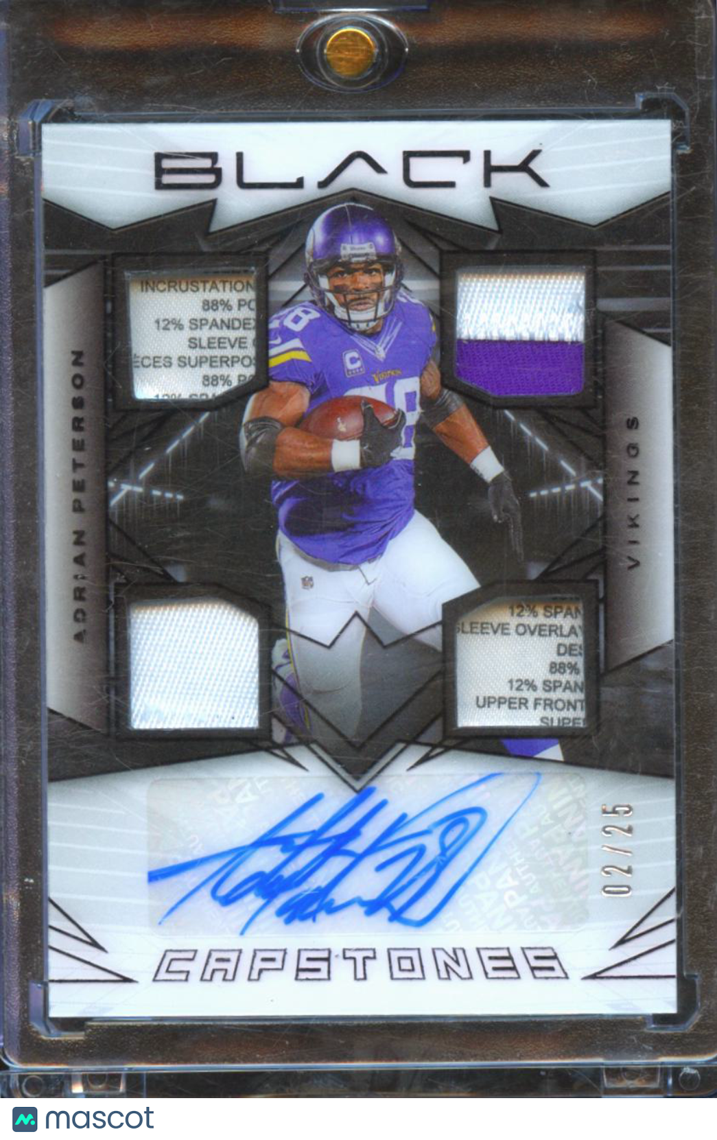 Adrian Peterson 2024 Black Capstones Auto Autograph Patch 2/25 Minnesota Vikings