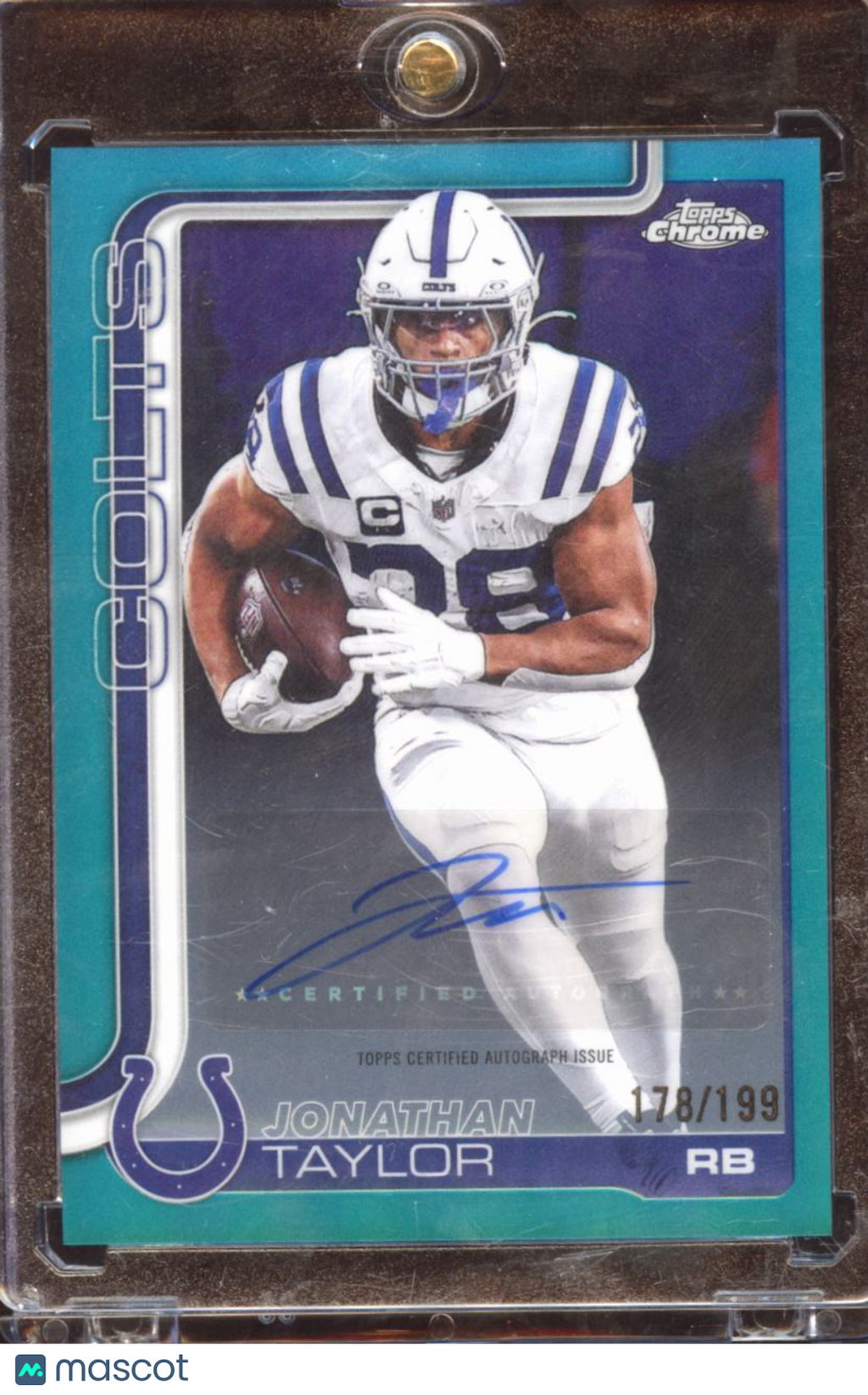 Jonathan Taylor 2025 Topps Chrome Aqua Auto Autograph 178/199 Indianapolis Colts