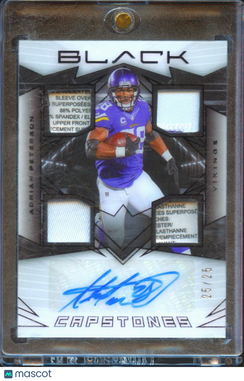 Adrian Peterson 2024 Black Capstones Auto Autograph Patch 25/25 Vikings