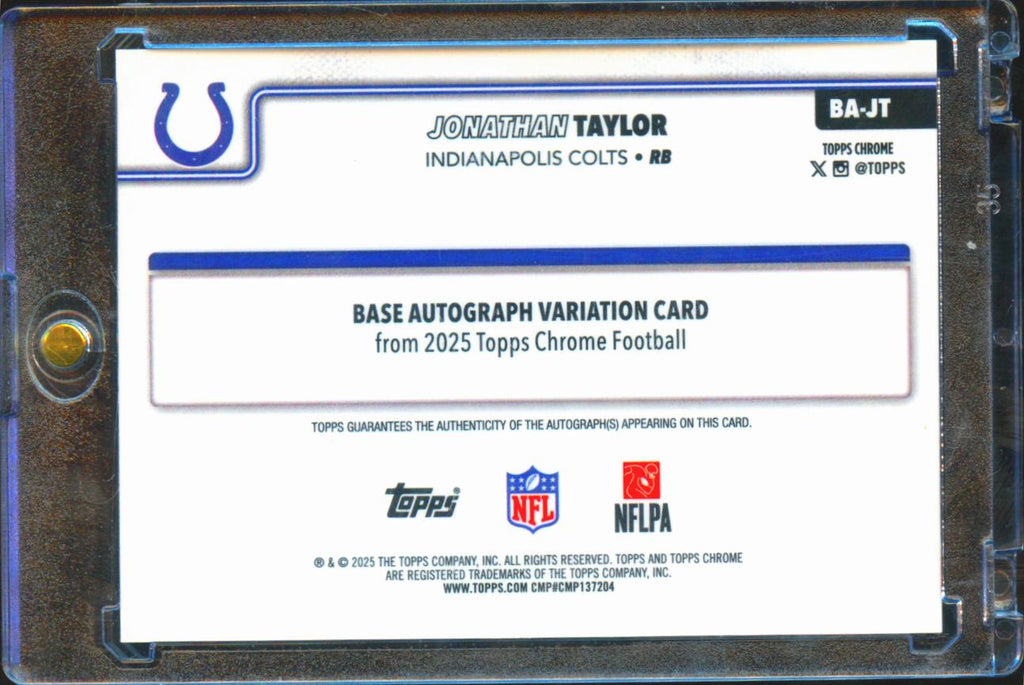 Jonathan Taylor 2025 Topps Chrome Aqua Auto Autograph 178/199 Indianapolis Colts