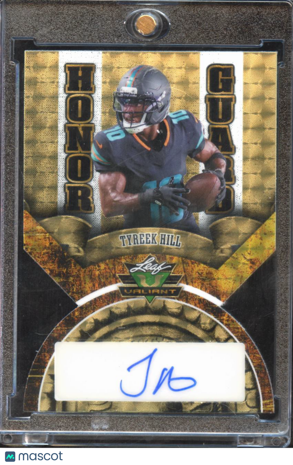 Tyreek Hill 2025 Leaf Valiant GOLD Vinyl Auto Autograph 1/1 Miami Dolphins