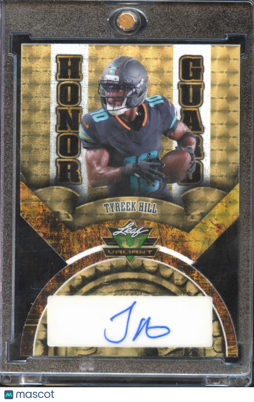 Tyreek Hill 2025 Leaf Valiant GOLD Vinyl Auto Autograph 1/1 Miami Dolphins