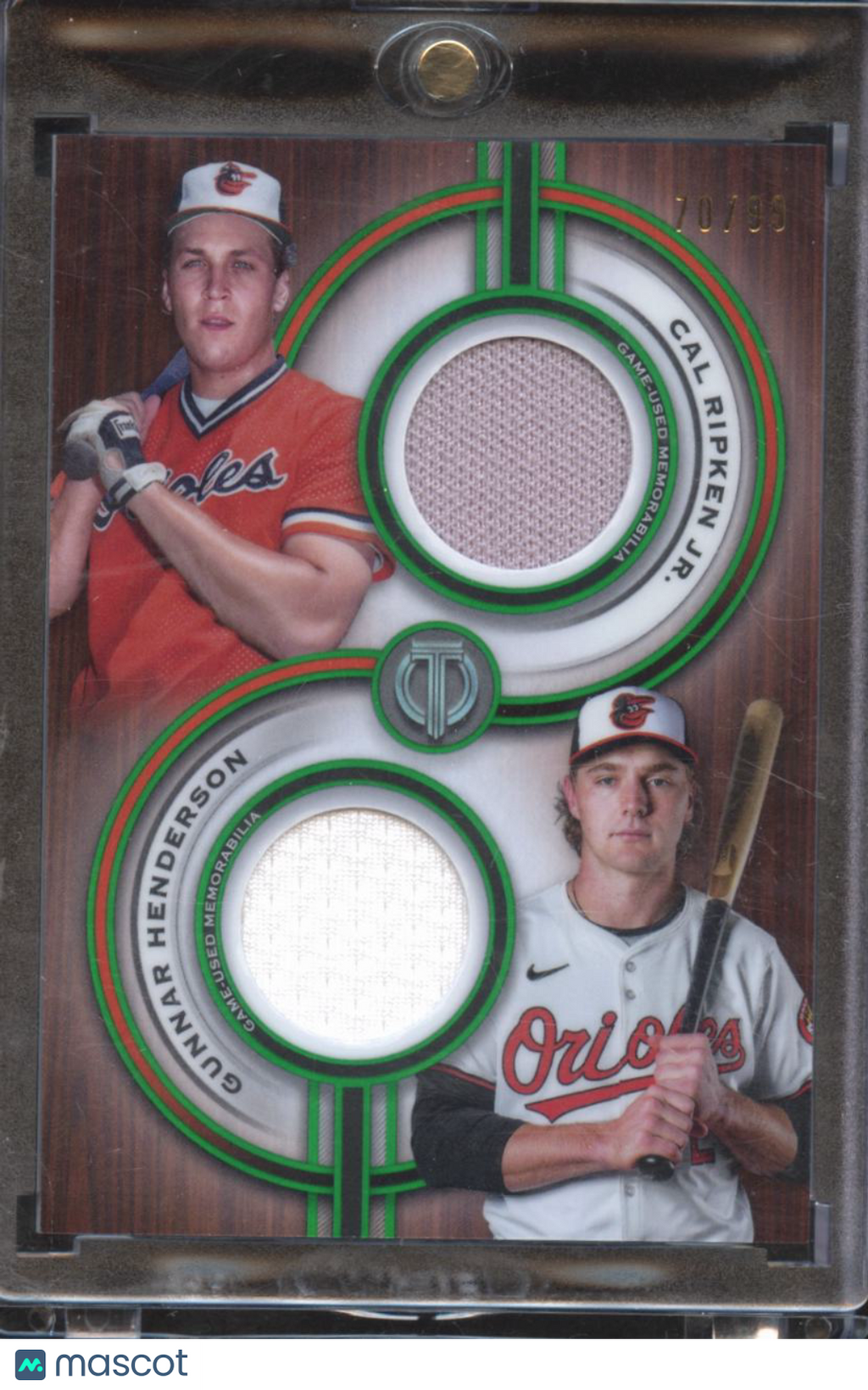 Cal Ripken Jr. / Gunnar Henderson 2025 Tribute Game Worn Patch 70/99 Orioles
