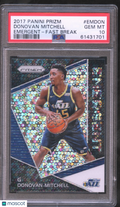 Donovan Mitchell 2017-18 Prizm Emergent Fast Break Disco Rookie RC Jazz PSA 10